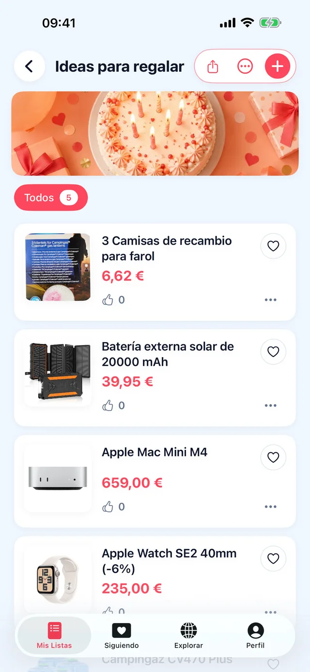 Detalle de una lista en la app Yublify para iPhone